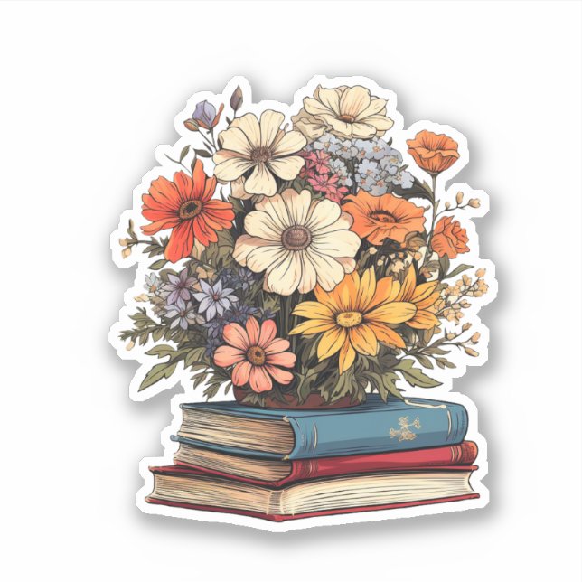 Sticker Livres avec fleurs (Devant)