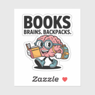 Sticker Livres Cerveaux Sacs à dos mignons Cerveau scolair