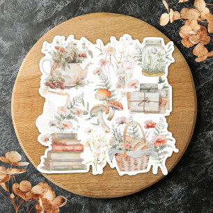 Sticker Livres Champignons Floral Whimsical Cottagecore Ar