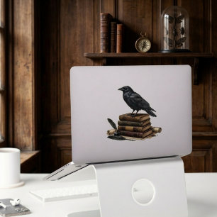 Sticker Livres de Corbeau Fleuris de Style Académique Somb