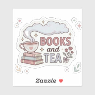 Sticker Livres et Thé - Lecteurs Élégants