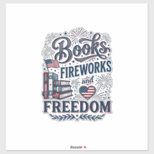Sticker Livres Feux d'artifice et Liberté Lecteur Patrioti