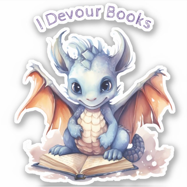 Sticker *~* Livres Lecture Bébé Dragon - AP88 I DEVOUR (Devant)