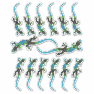 Sticker Lizards fractés bleus en tailles assorties