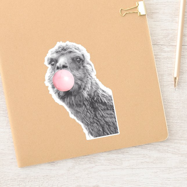 Sticker Llama Alpaca qui souffle du Bubble Gum Mignon (Carnet)