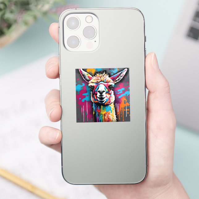 Sticker Llama avec éclaboussures (Téléphone)