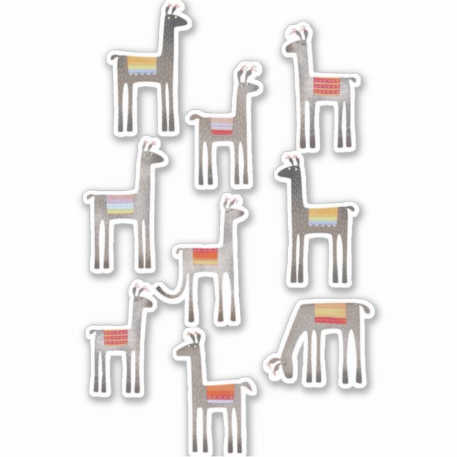Sticker Llama mignonne Whimsical (Devant)