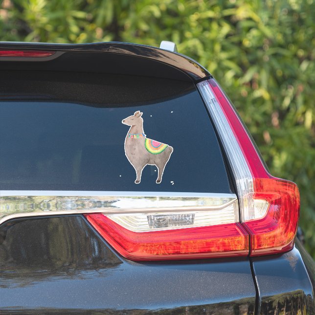 Sticker Llamas aquarelle Animal Mignon  (Côté voiture)