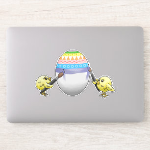 Sticker L'œuf de Pâques est peint par les poules