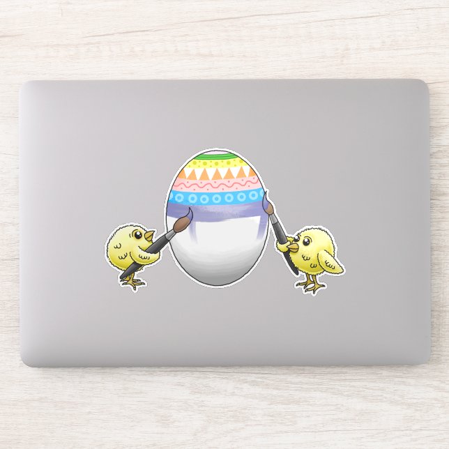 Sticker L'œuf de Pâques est peint par les poules (Ordinateur)
