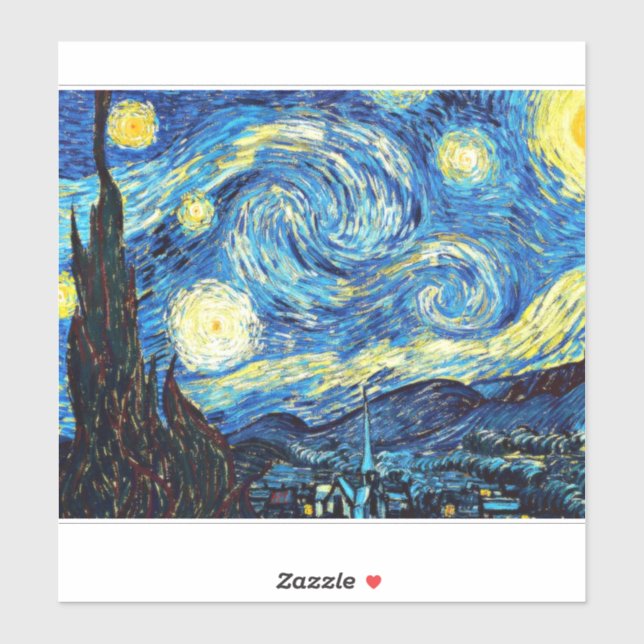 Sticker L'œuvre de Van Gogh, Nuit étoilée, (Feuille)