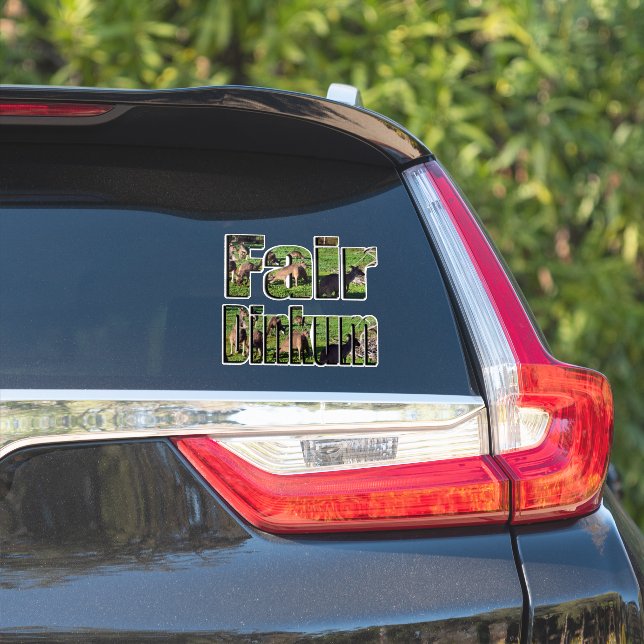 Sticker Logo authentique slang australien Fair Dinkum, (Côté voiture)