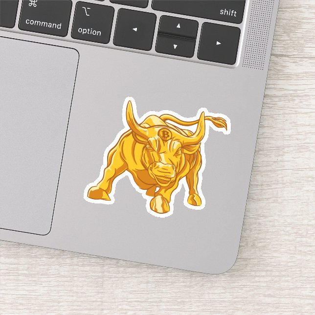 Sticker Logo Bitcoin Taureau en Or (Détail)
