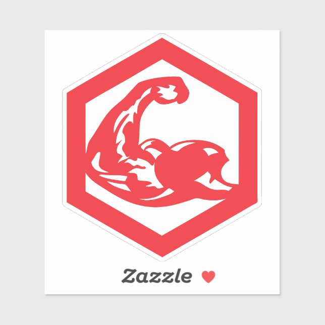 Sticker logo bodybuilding musculation bras biceps  (Feuille)
