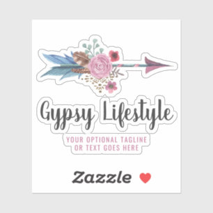 Sticker Logo Bohème Aquarelle Flèche Plume Rustique Bohème