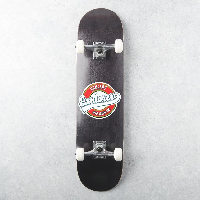 Sticker logo d'aventurier explorateur de Hongrie (Skateboard)