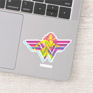 Sticker Logo de la comique rose jaune Wonder Woman