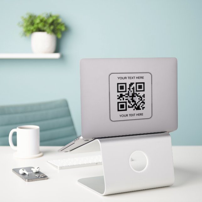 Sticker Logo de l'entreprise personnalisée et code QR (Ordinateur portable sur le bureau)