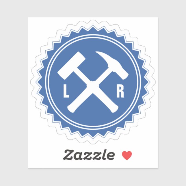 Sticker Logo de marteau de géologue avec vos initiales sur (Feuille)