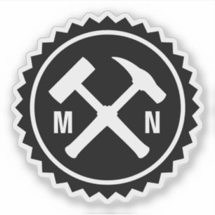 Sticker Logo du marteau du géologue avec vos initiales sur