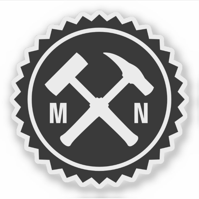 Sticker Logo du marteau du géologue avec vos initiales sur (Devant)