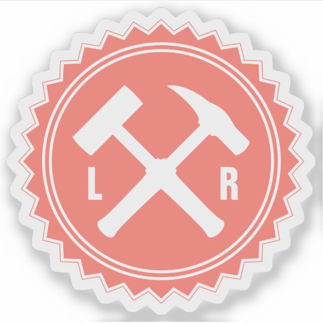 Sticker Logo du marteau du géologue avec vos initiales sur (Devant)