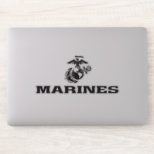 Sticker Logo en noir empilé USMC (Ordinateur)