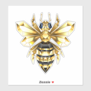 Sticker Logo Faux Gold Foil Bee Polygonal sur Noir