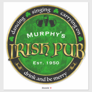 Sticker Logo irlandais personnalisé et rond de Pub