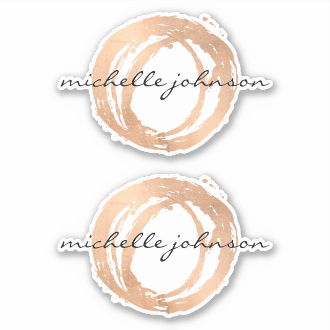Sticker Logo Luxe Faux Rose Gold Peint Cercle Designer (Devant)
