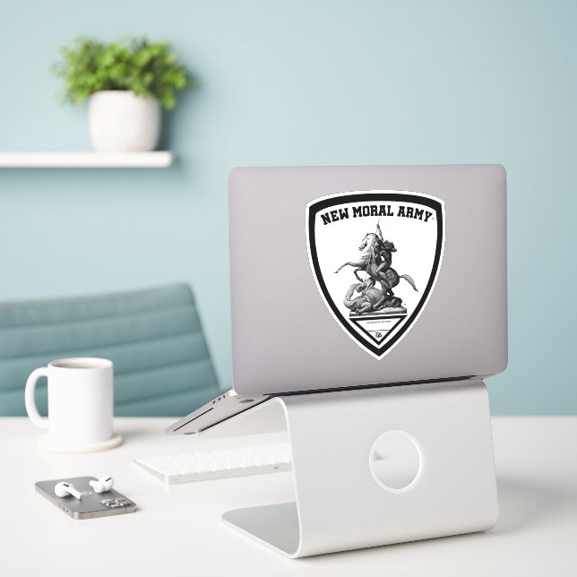 Sticker Logo New Moral Army™ Shield (Ordinateur portable sur le bureau)