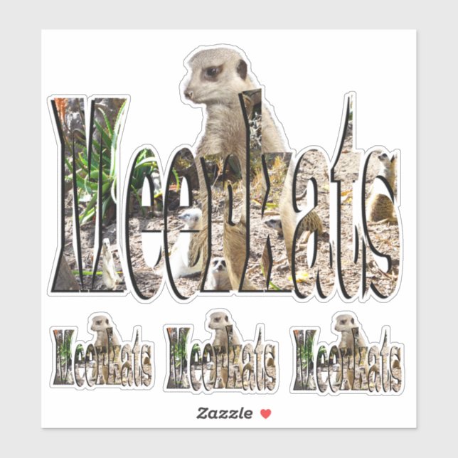 Sticker Logo Photo Meerkat Avec Meerkats, (Feuille)