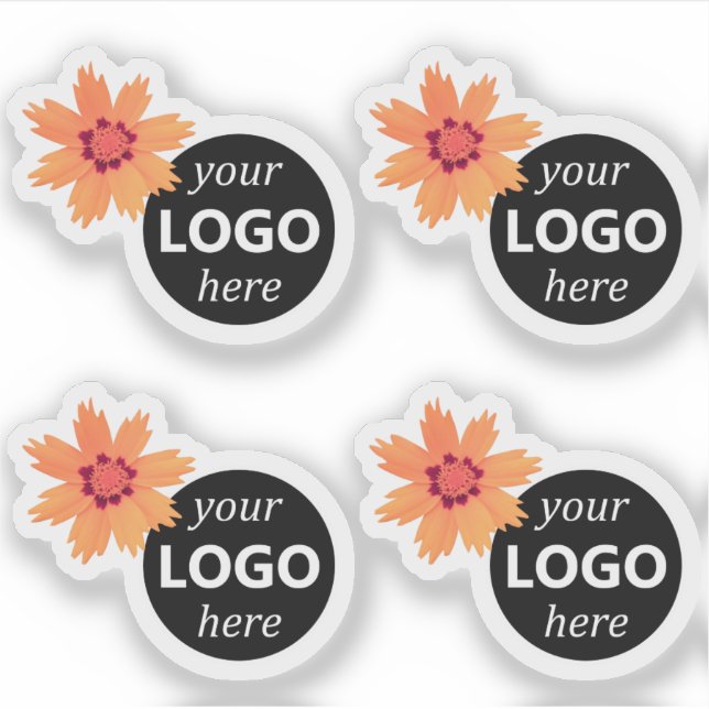 Sticker Logo Rose Orange Rond Fleurs De Fleur De Marron (Devant)