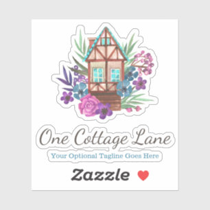 Sticker Logo Rustique Cottage Chic Floral Cabine Aquarelle
