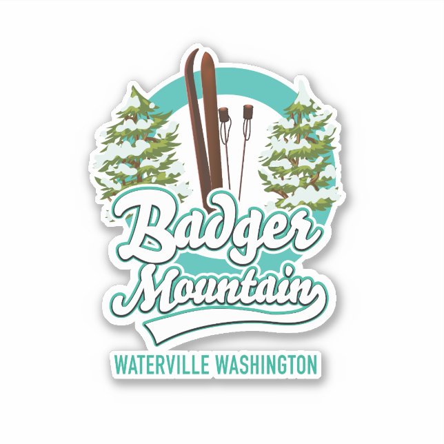 Sticker logo ski Badger Mountain Waterville Washington (Devant)