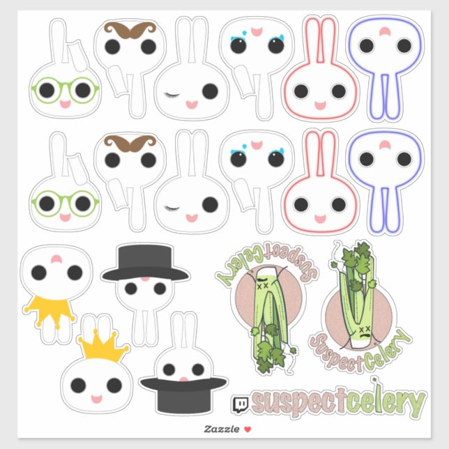 Sticker Logo SuspectCelery™ et maillots de lapin officiels (Feuille)