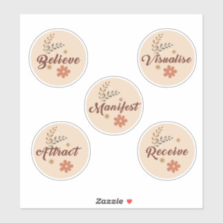 Sticker Loi de l'attraction-Mots positifs- Pack de 5 Boho