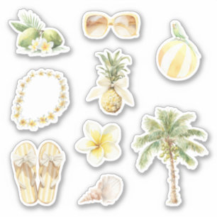 Sticker Loi de l'été tropical Palmier Ananas Plumeria
