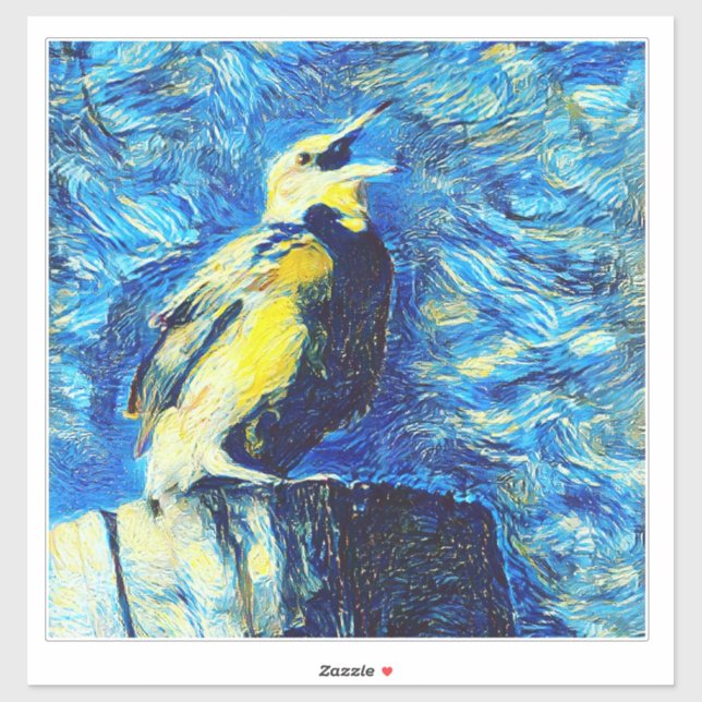 Sticker L'oiseau solitaire dans le style VanGogh  (Feuille)