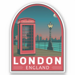 Sticker Londres Angleterre Retro Travel Art Vintage