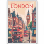 Sticker Londres Angleterre Travel Art Vintage<br><div class="desc">Conception de voyage vectorielle rétro de Londres. Depuis Buckingham Palace et la Tour de Londres jusqu'à la découverte de la Tamise et des spectacles du West End,  Londres offre un mélange dynamique de tradition et de culture moderne.</div>