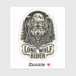 Sticker Lone Wolf Rider Bandana Pleine Lune Motard