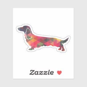 Sticker Long Haied Dachshund Geo Silhouette Multi