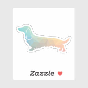 Sticker Long Haired Dachshund Geo Silhouette Pastel
