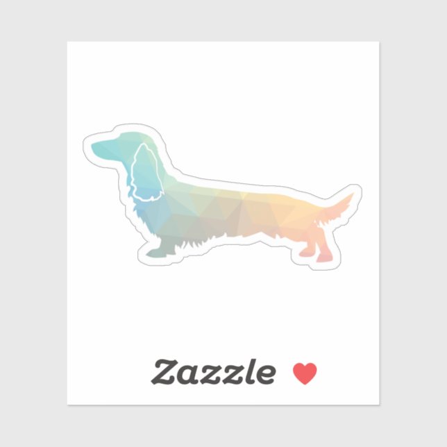 Sticker Long Haired Dachshund Geo Silhouette Pastel (Feuille)
