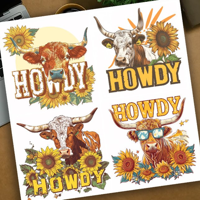 Sticker Long Horn Howdy (Créateur téléchargé)