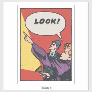 Sticker LOOK! The Thing in the Sky • Golden Era Comic Art