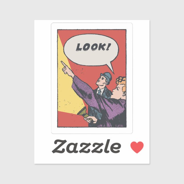 Sticker LOOK! The Thing in the Sky • Golden Era Comic Art (Feuille)