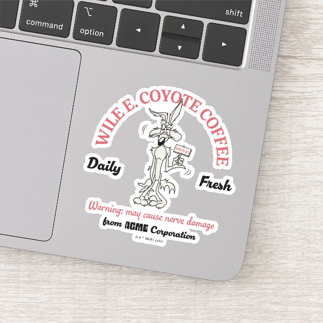 Sticker LOONEY TUNES™ | WILE E. COYOTE™ Café frais quotidi (Détail)