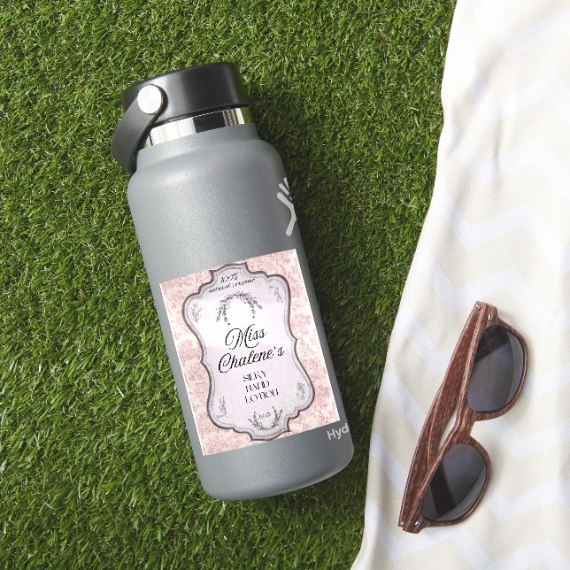 Sticker Lotion Vintage rose Vierge bouteille (HydroFlask Insitu)